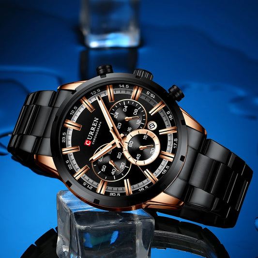 CURREN Men Watches Top Luxury Brand Sport Quartz Watch Men Chronograph Waterproof Wrist Watch Man Stainless Steel Date Clock