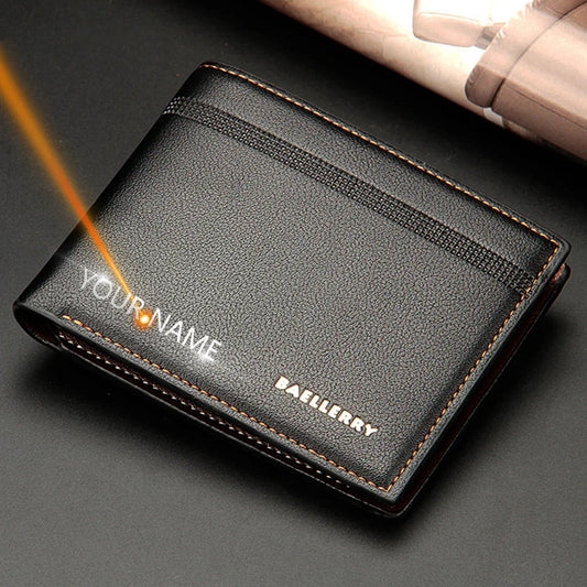 Name Customized New Men Wallets Card Holder High Quality Male Purse PU Leather Business Men Wallets Carteria