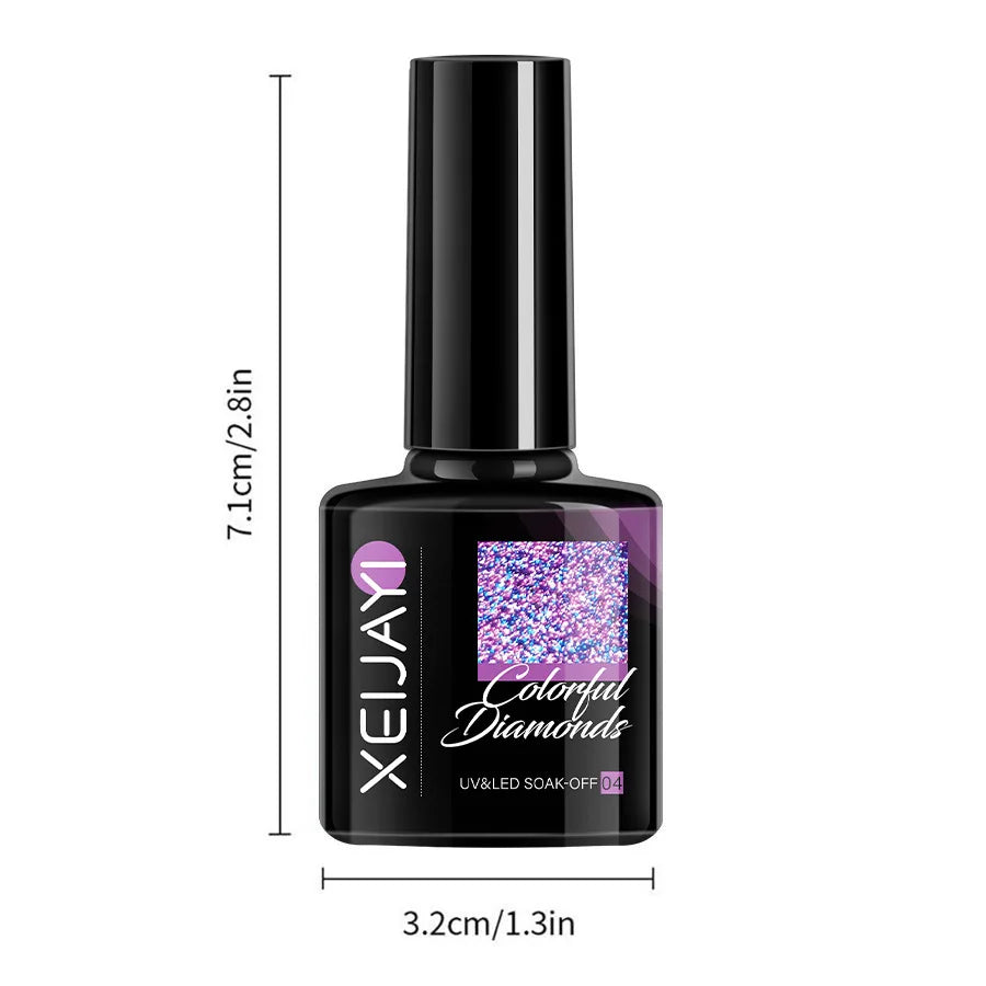 1Pc(7ml)Neon Pink Reflective Gel Polish Glitter Diamond Nail Polish Fluorescent Bright Soak off UV LED Nail Gel Varnish Manicure
