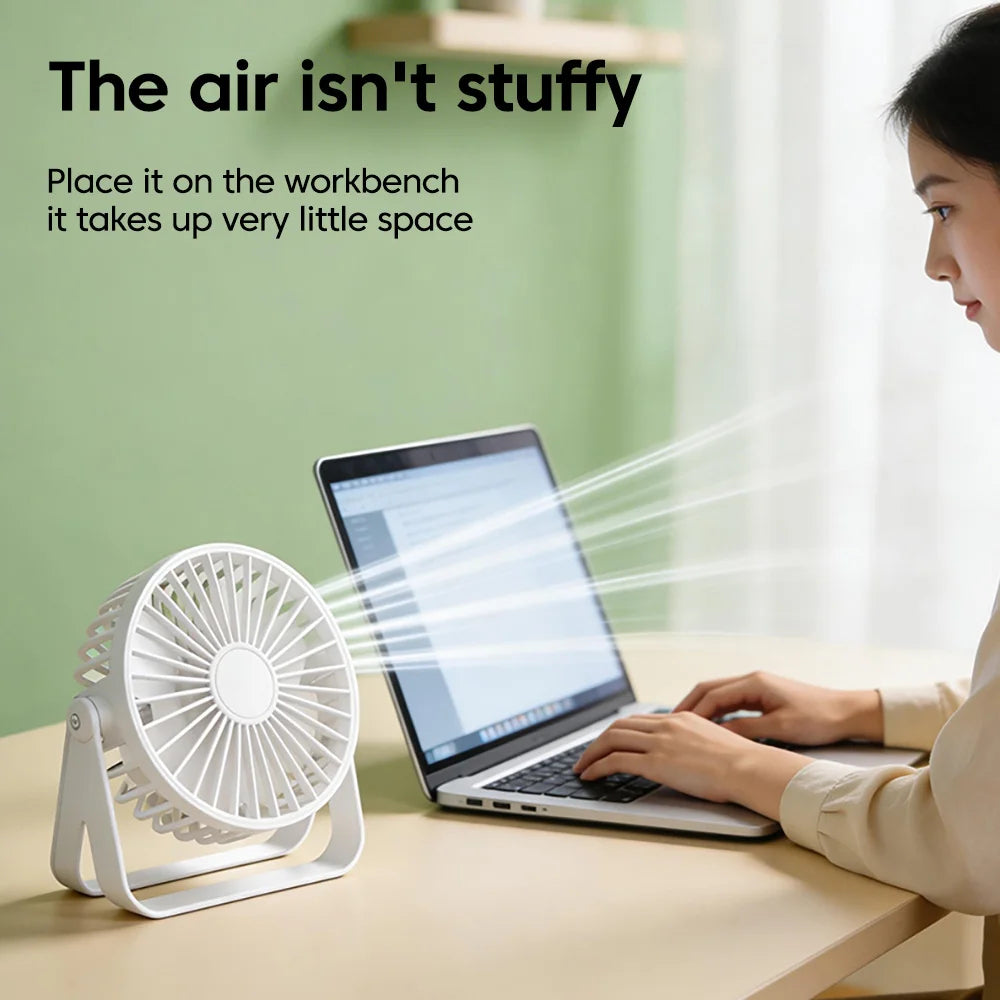 Desk Fan Portable Mini USB Rechargeable Fan Ultra Quiet Suitable For Home Desk Office Student Dormitory Computer Summer