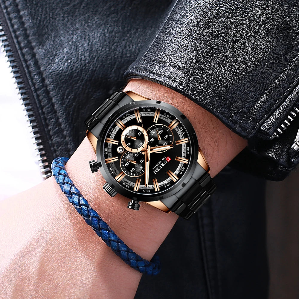 CURREN Men Watches Top Luxury Brand Sport Quartz Watch Men Chronograph Waterproof Wrist Watch Man Stainless Steel Date Clock