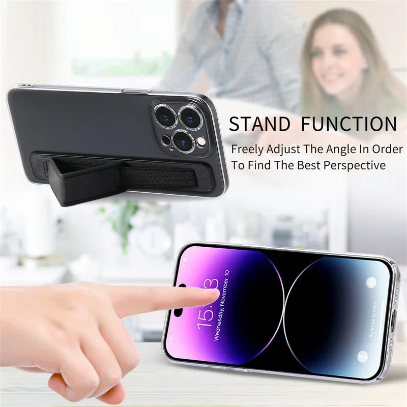 Portable Hand Wrist Band Stand Finger Ring Grip Phone Holder Strap for IPhone Samsung Push Pull Kickstand Charms Cordon Movil