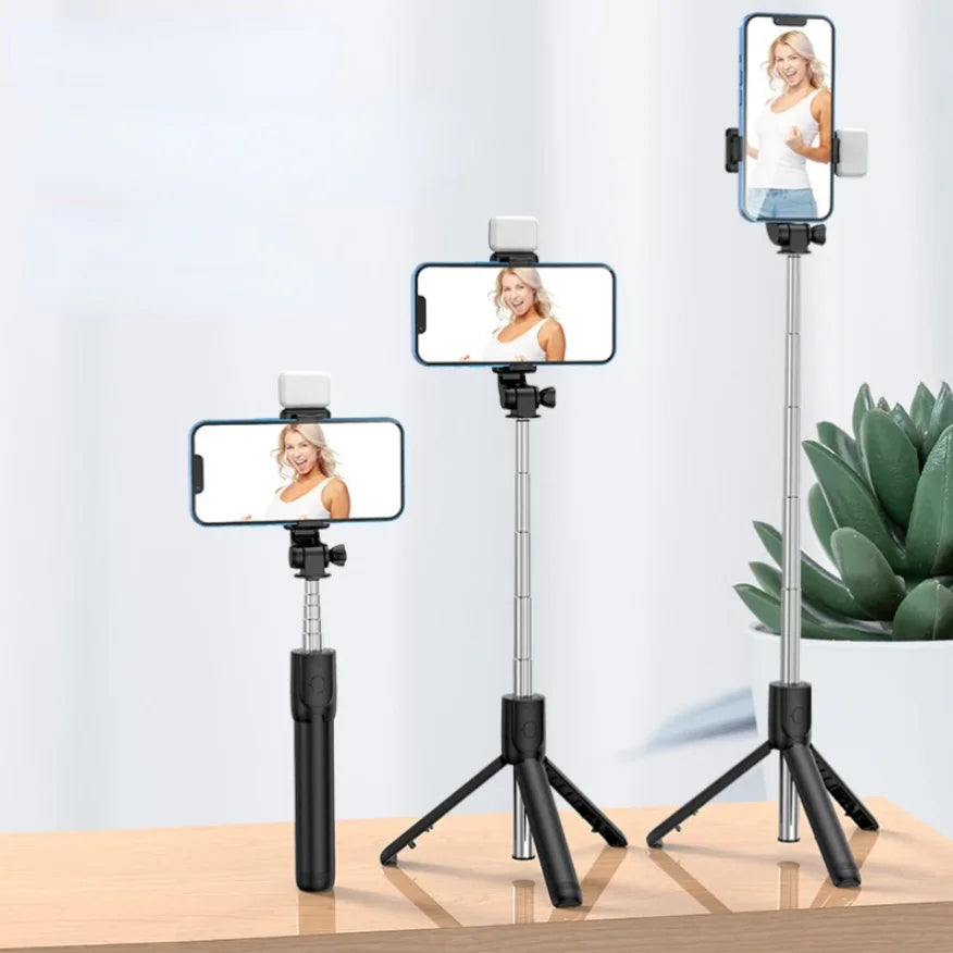 Wireless Bluetooth Selfie Stick Tripod with Remote Extendable Tripod with LED Selfie Light Detachable for Ios Android Smartphone