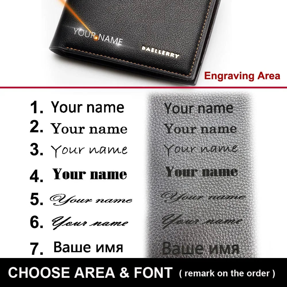 Name Customized New Men Wallets Card Holder High Quality Male Purse PU Leather Business Men Wallets Carteria